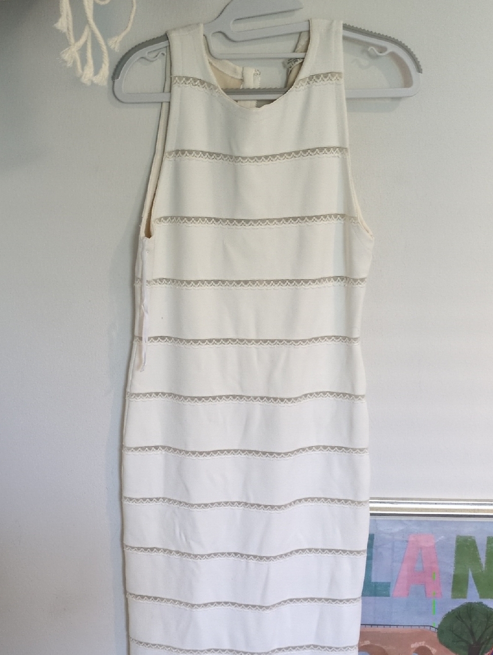 Alice And Olivia Lace/ Ivory Striped Lace Midi Dress